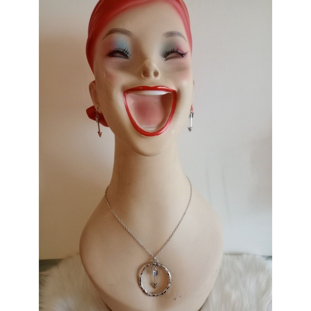 Arrow Silvertone Necklace & Earring Set Southwestern Fashion Jewelry NIP
